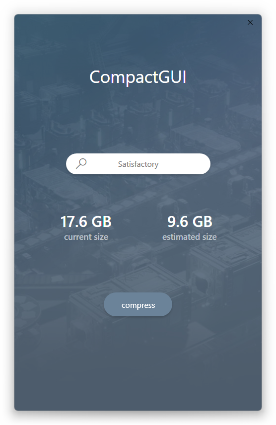 Compact GUI main interface showing folder selection and compression options